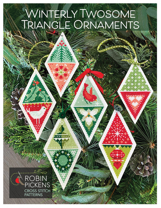 Winterly Twosome Triangle Ornaments Cross Stitch Pattern , quilting and craft projects