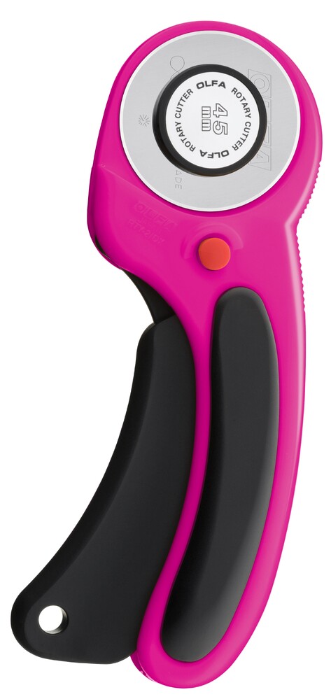 OLFA 45 mm Ergonomic Rotary Cutter Magenta , quilting and fabric cutting