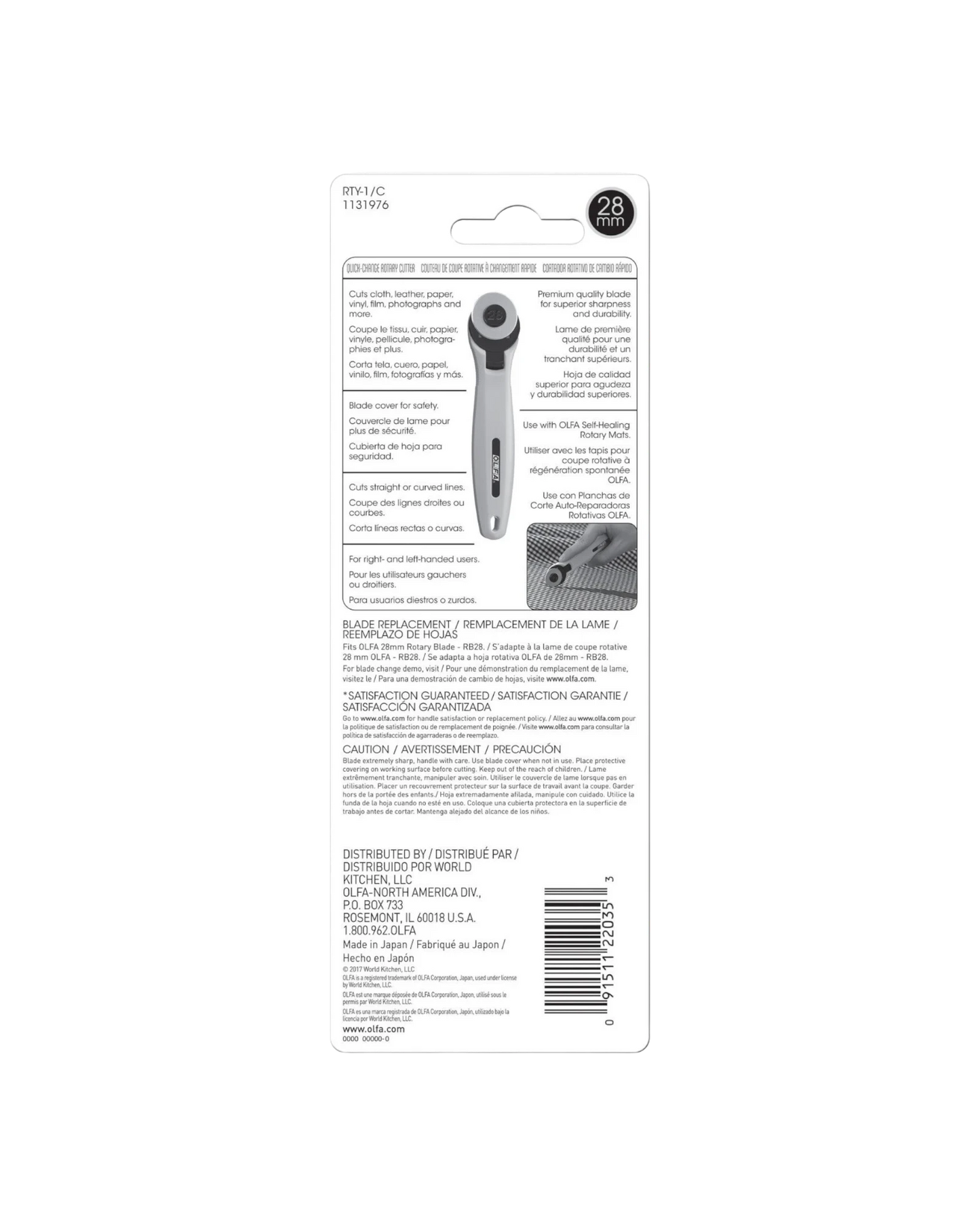 Olfa Quick Blade Change Rotary Cutter 28 mm