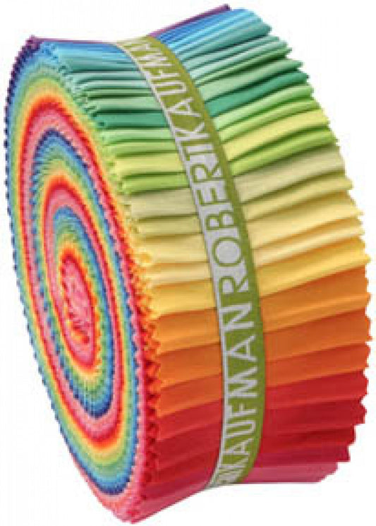 Kona Cotton Solids 2.5 in Strips Bright Palette 40pcs for patchwork, quilting and sewing
