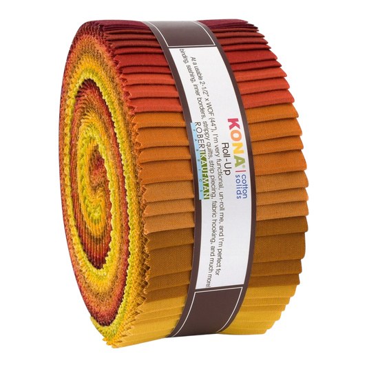 Kona Cotton Jelly Roll – Autumn Hues | 40 Precut 2½″ Strips for patchwork, quilting and sewing