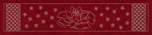 Sashiko Australia Lotus Flower and Seven Treasures Runner - Cherry Red