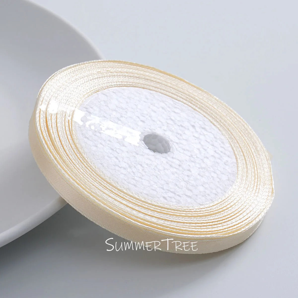 6mm single-sided satin ribbon in Beige, sold by the yard — S-04-006-RU-1