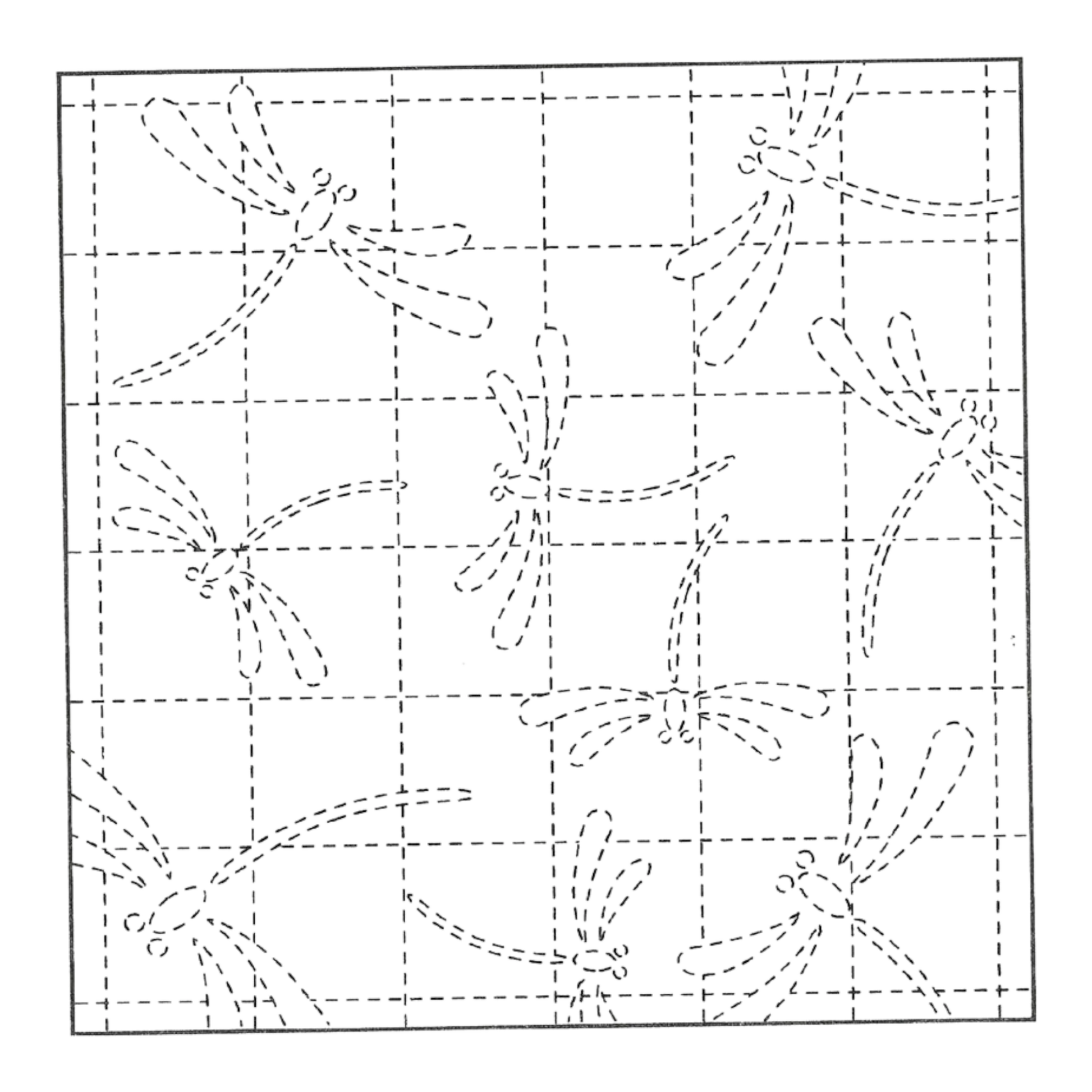 Sashiko Sampler Traditional Design Dragonfly White Stencil , piecing and stitching