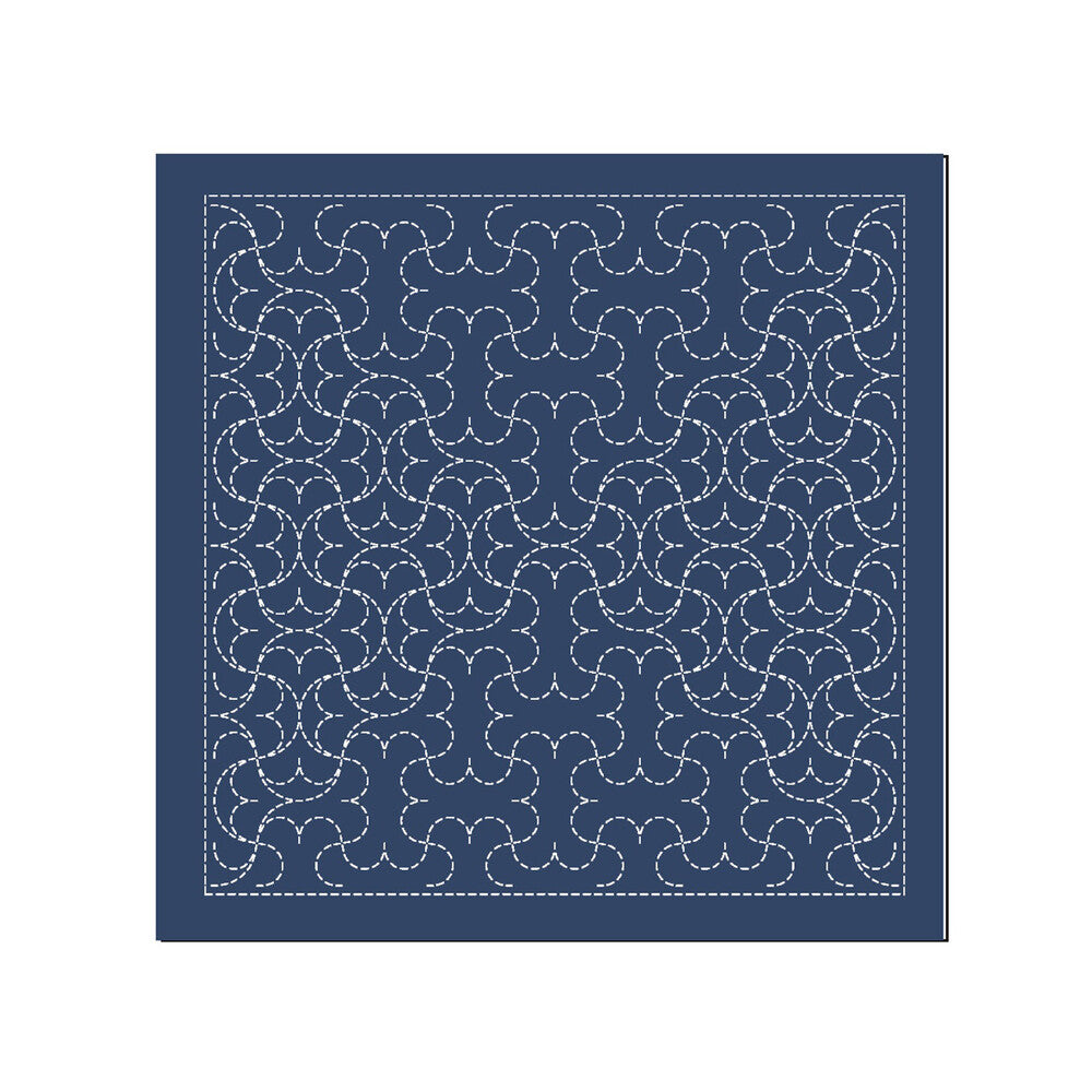 Sashiko Sampler Traditional Design Hanmaru-tsunagi Navy , piecing and stitching