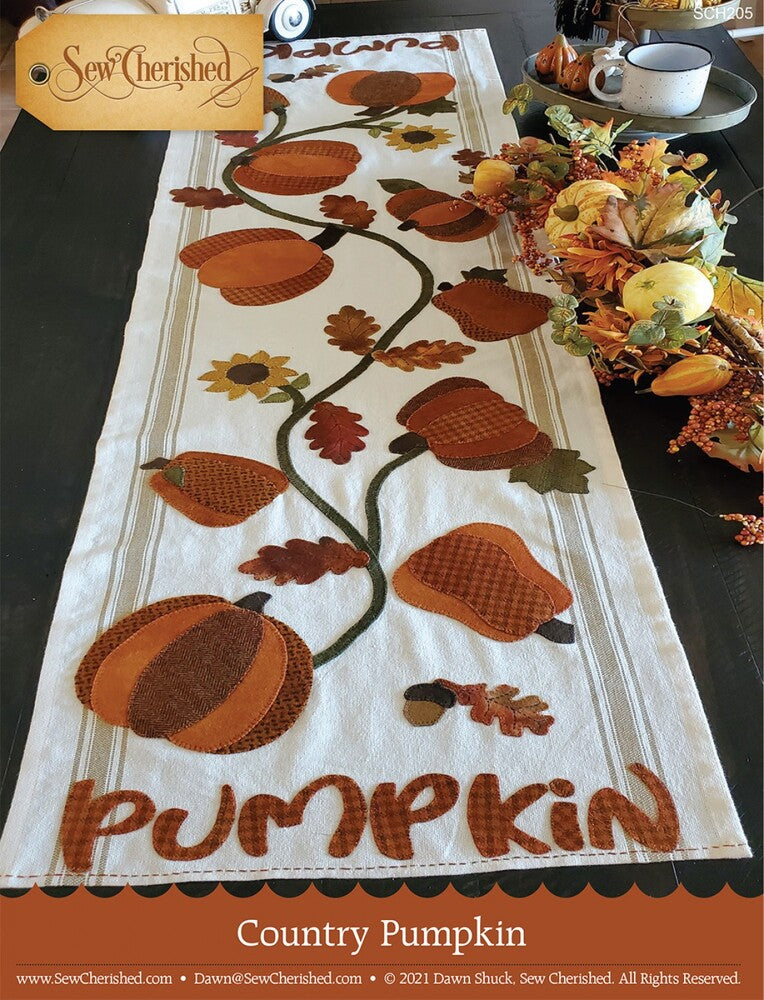 Country Pumpkin Applique Runner Pattern , quilting and craft projects