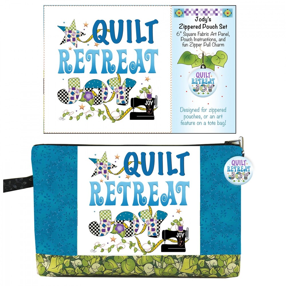 Zipper Pouch Set Quilt Retreat Blue Joy for bag making and sewing projects