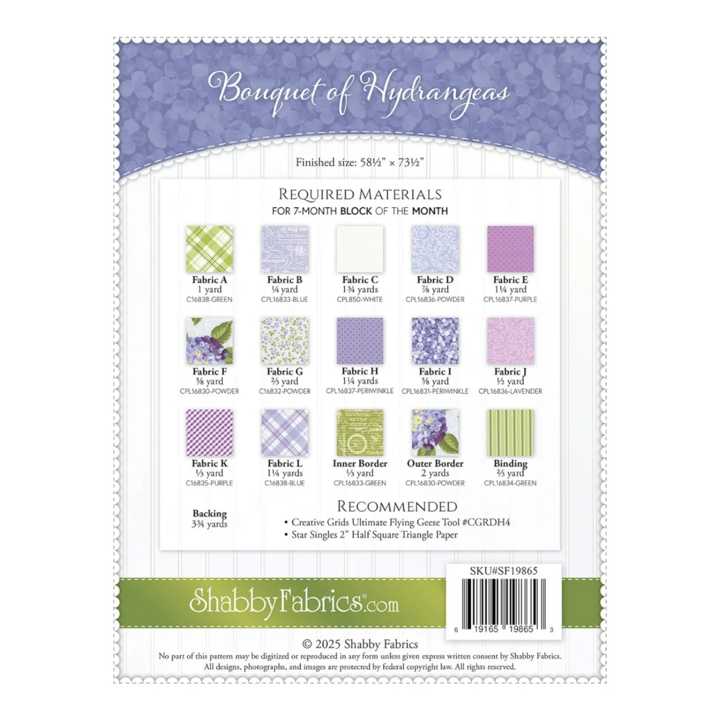 Bouquet of Hydrangeas Quilt Pattern