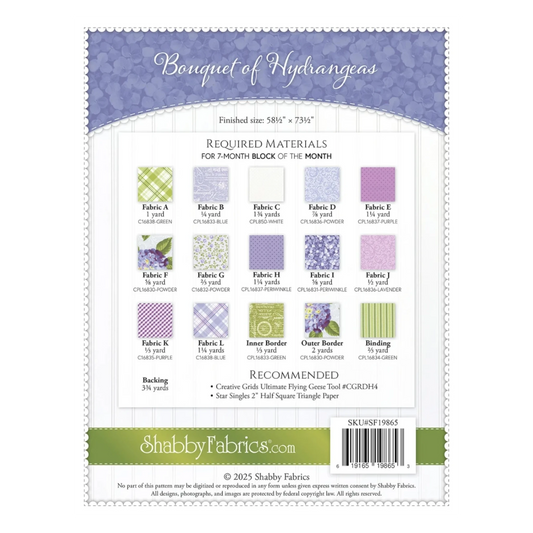 Bouquet of Hydrangeas Quilt Pattern
