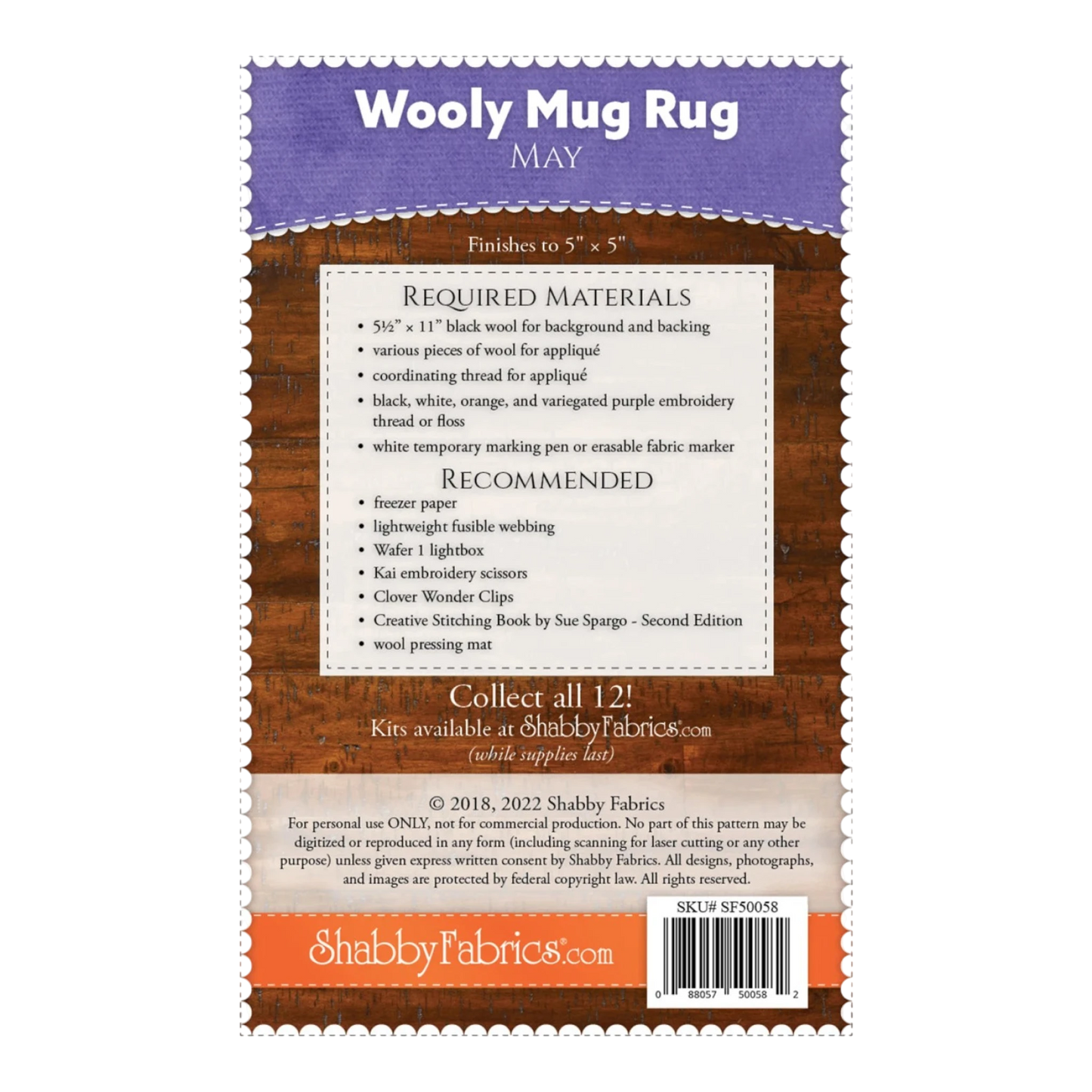 Wooly Mug Rug May Pattern