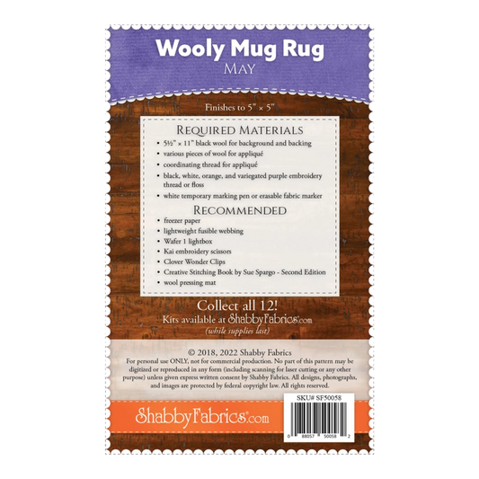 Wooly Mug Rug May Pattern