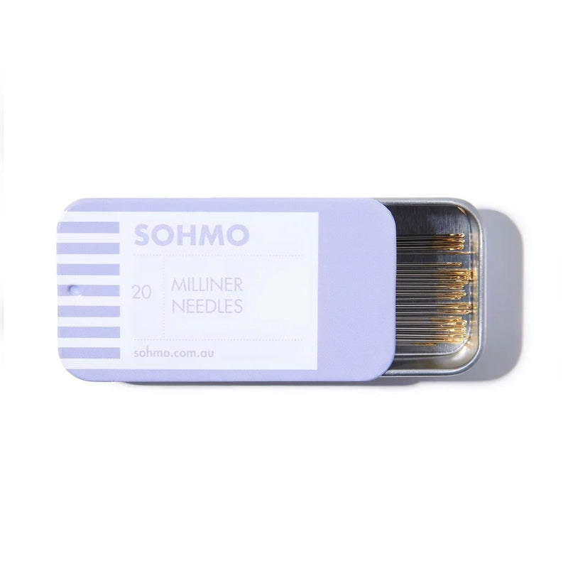 SOHMO Milliner Needles - 20 Needles in Sliding Tin , quilting and needlework