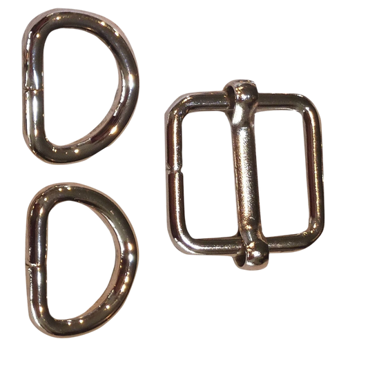 SKD - 16 mm Slide Buckle with 2 D-Rings, NICKEL for bag making and sewing projects