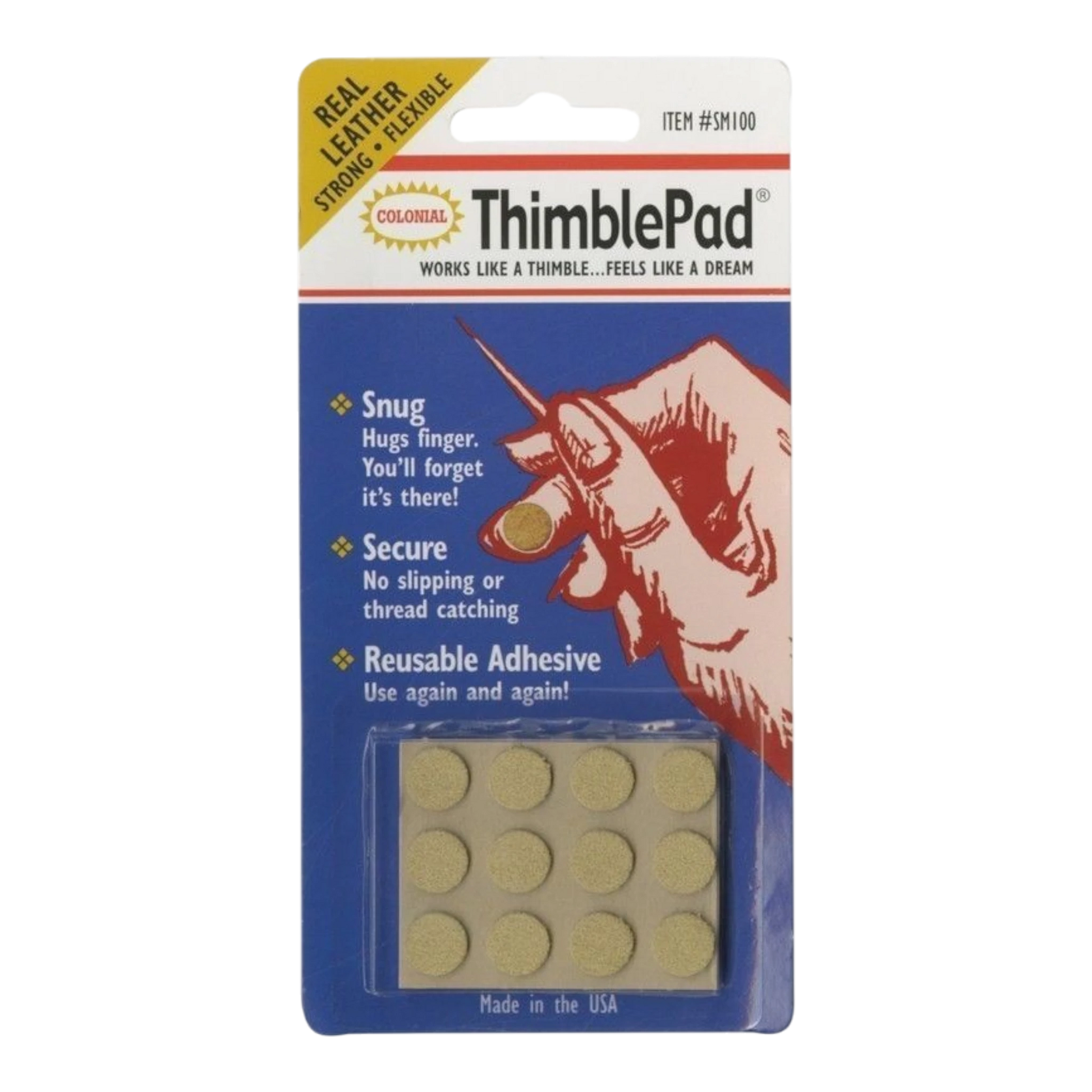 Thimblepad Leather Adhesive Thimble for hand sewing, quilting and needlework
