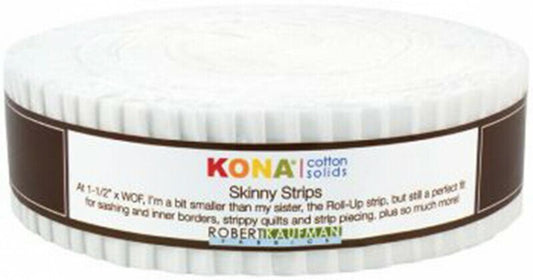 Kona Cotton Solids Skinny Strips White Colorway for patchwork, quilting and sewing