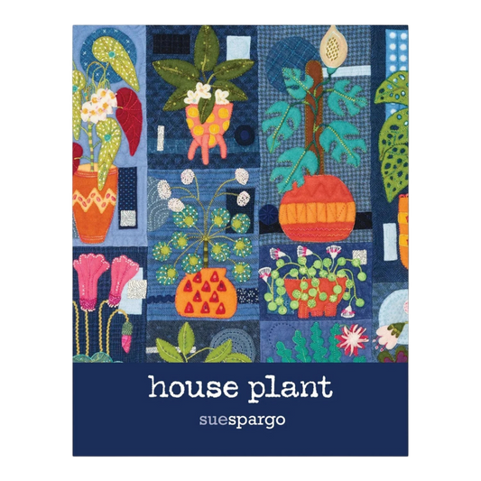 Everything Fabric House Plant book cover featuring colourful wool and cotton appliqué potted plant quilt designs.