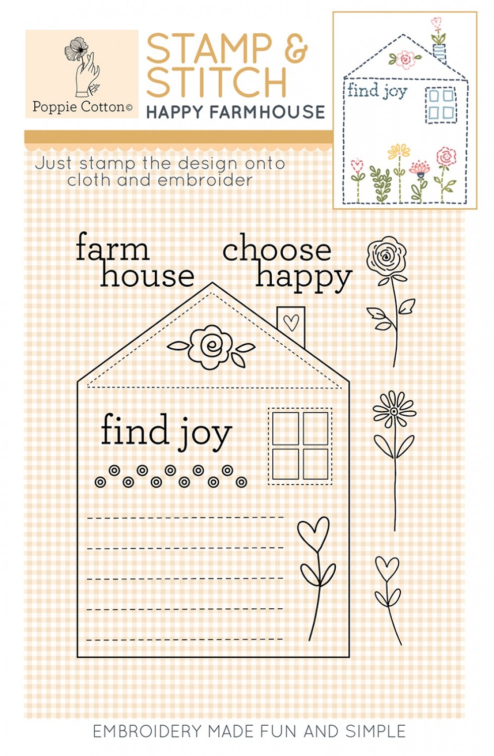 Rubber Stamp and Stitch Happy Farmhouse Label sewing and quilting product
