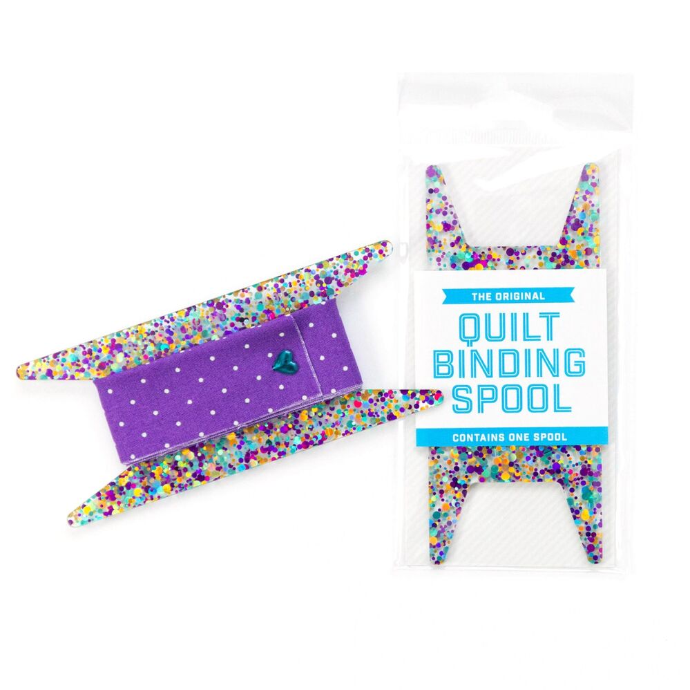 Binding Spool Purple Teal & Gold Glitter , quilting and neat fabric finishing