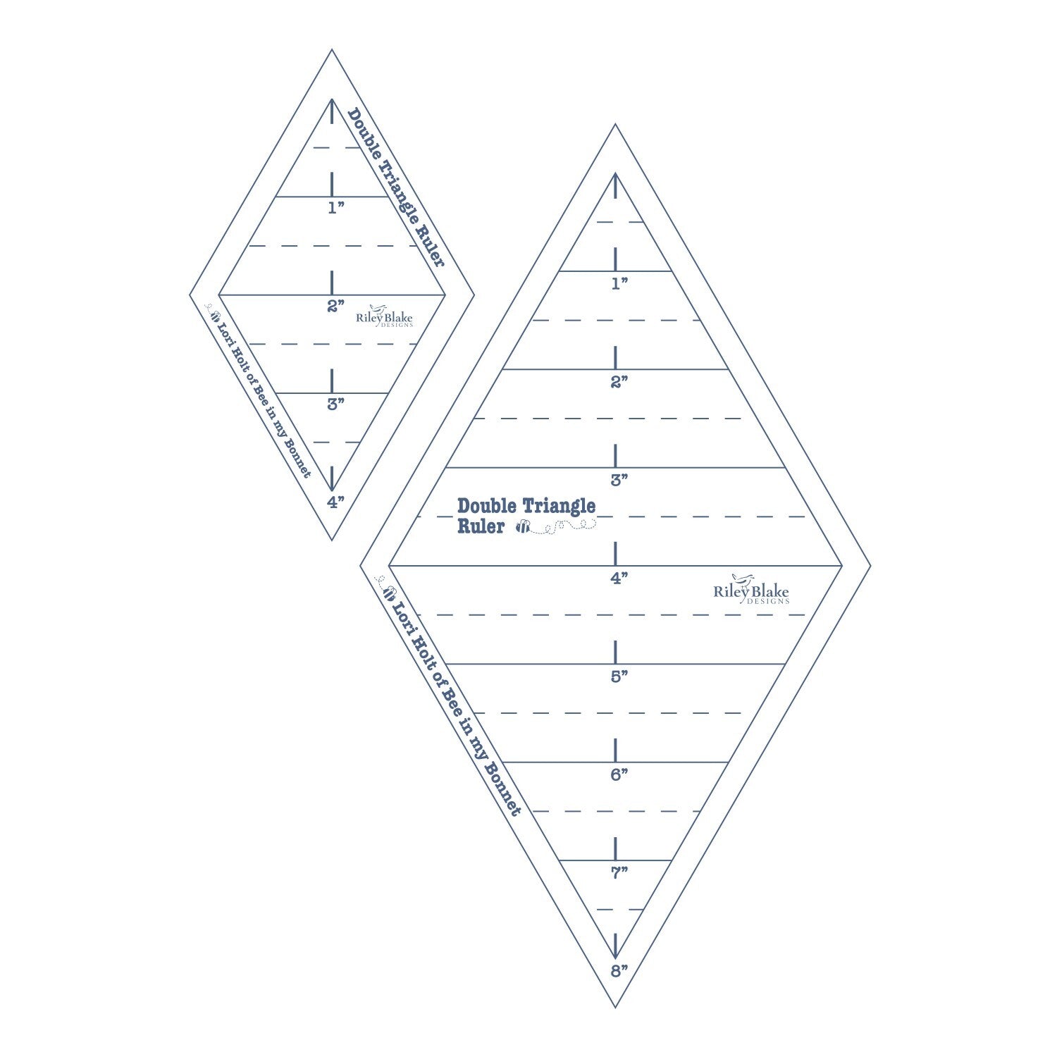 Lori Holt - Double Triangle Ruler - set of 2 for precise cutting, marking and patchwork