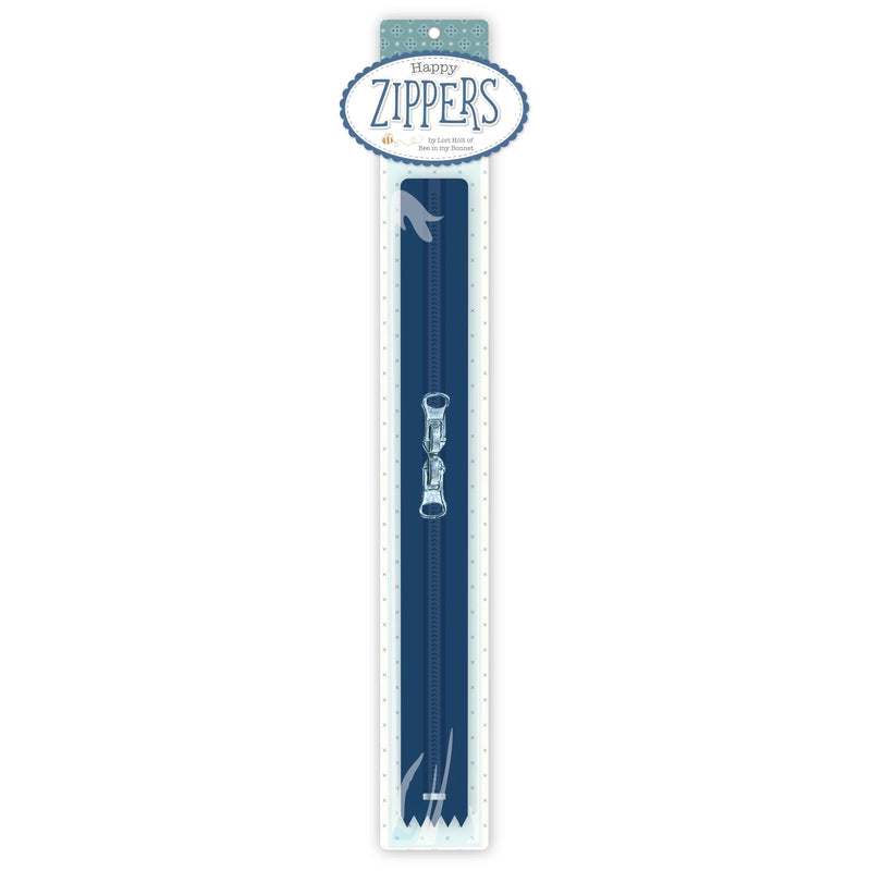 Lori Holt Happy Zippers 22 in Navy for bag making and sewing projects