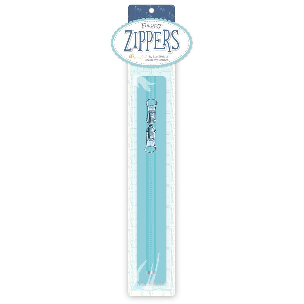 Lori Holt Happy Zippers 406 mm Aqua for bag making and sewing projects