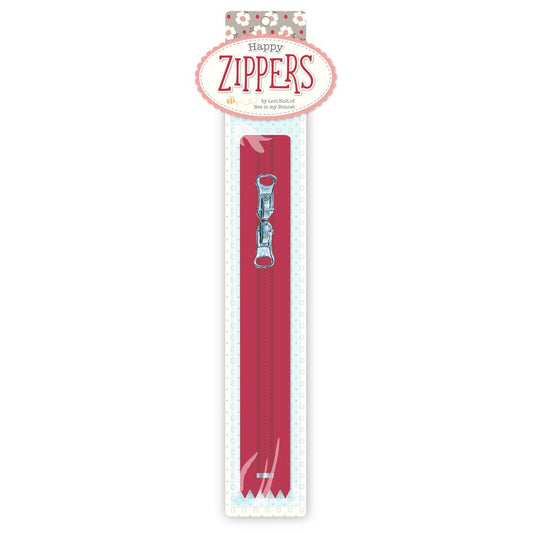 Lori Holt Happy Zippers 406 mm RED for bag making and sewing projects