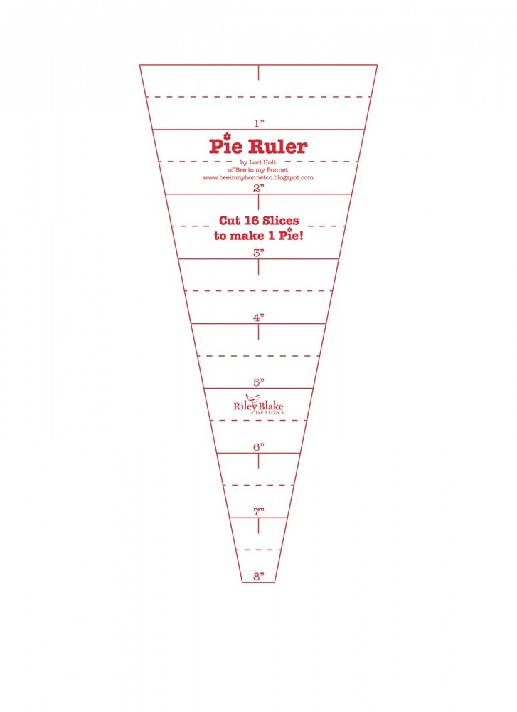 Lori Holt Pie Ruler 22-1/2 Degree Template Ruler for precise cutting, marking and patchwork