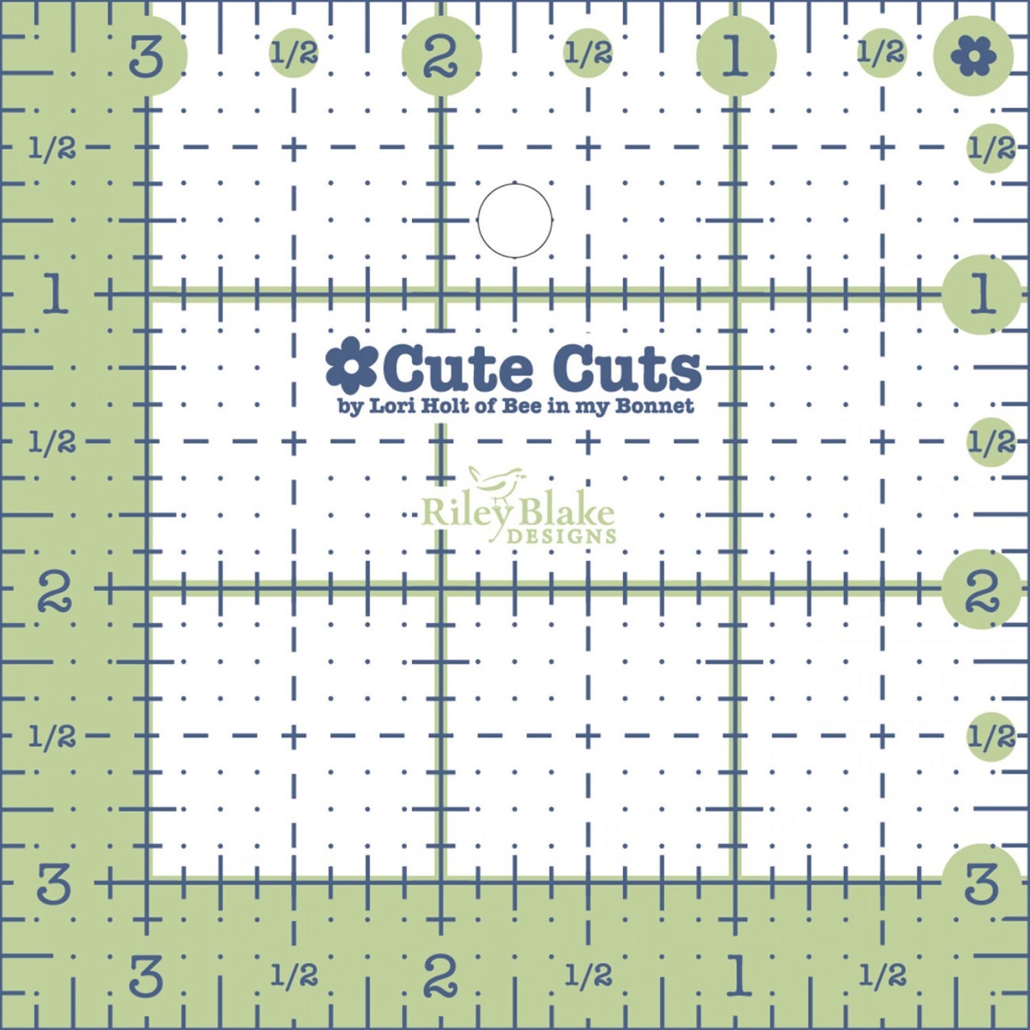 Lori Holt - 89 mm Square Cute Cut Ruler for precise cutting, marking and patchwork