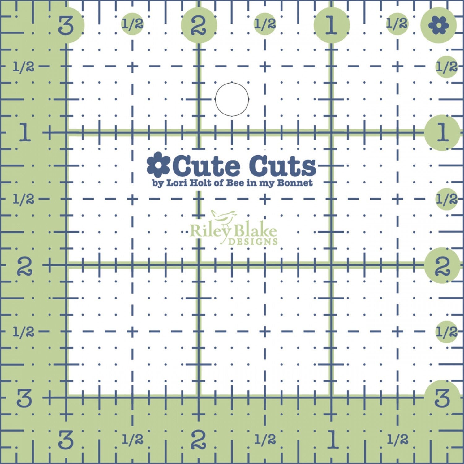 Lori Holt - 89 mm Square Cute Cut Ruler for precise cutting, marking and patchwork