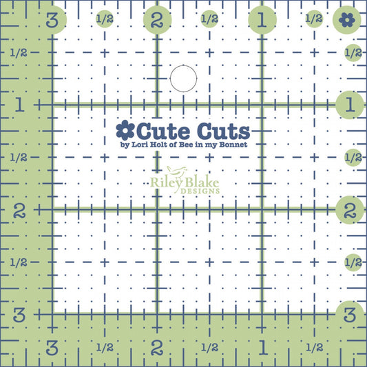 Lori Holt - 89 mm Square Cute Cut Ruler for precise cutting, marking and patchwork
