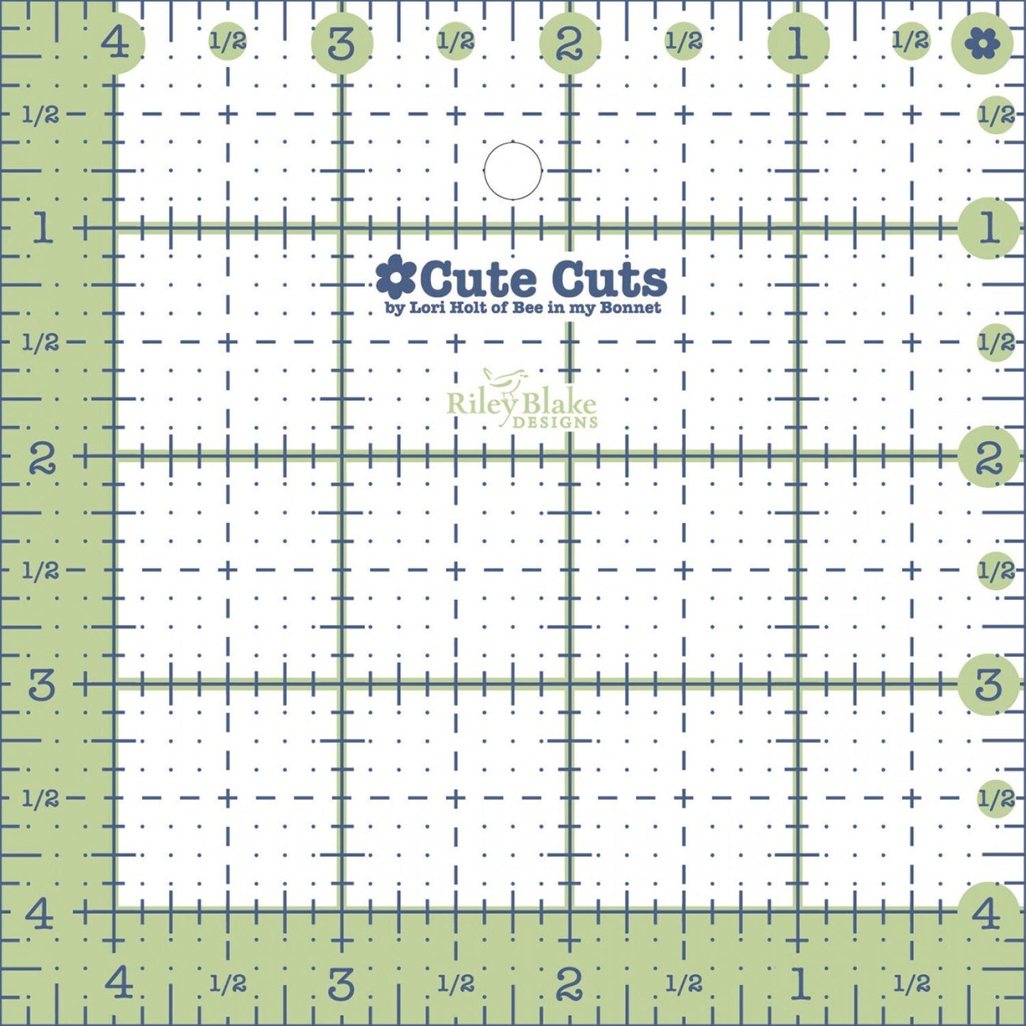 Lori Holt - 89 mm Square Cute Cut Ruler for precise cutting, marking and patchwork