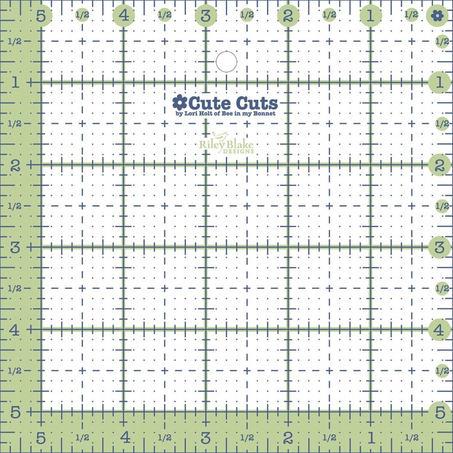 Lori Holt - 89 mm Square Cute Cut Ruler for precise cutting, marking and patchwork
