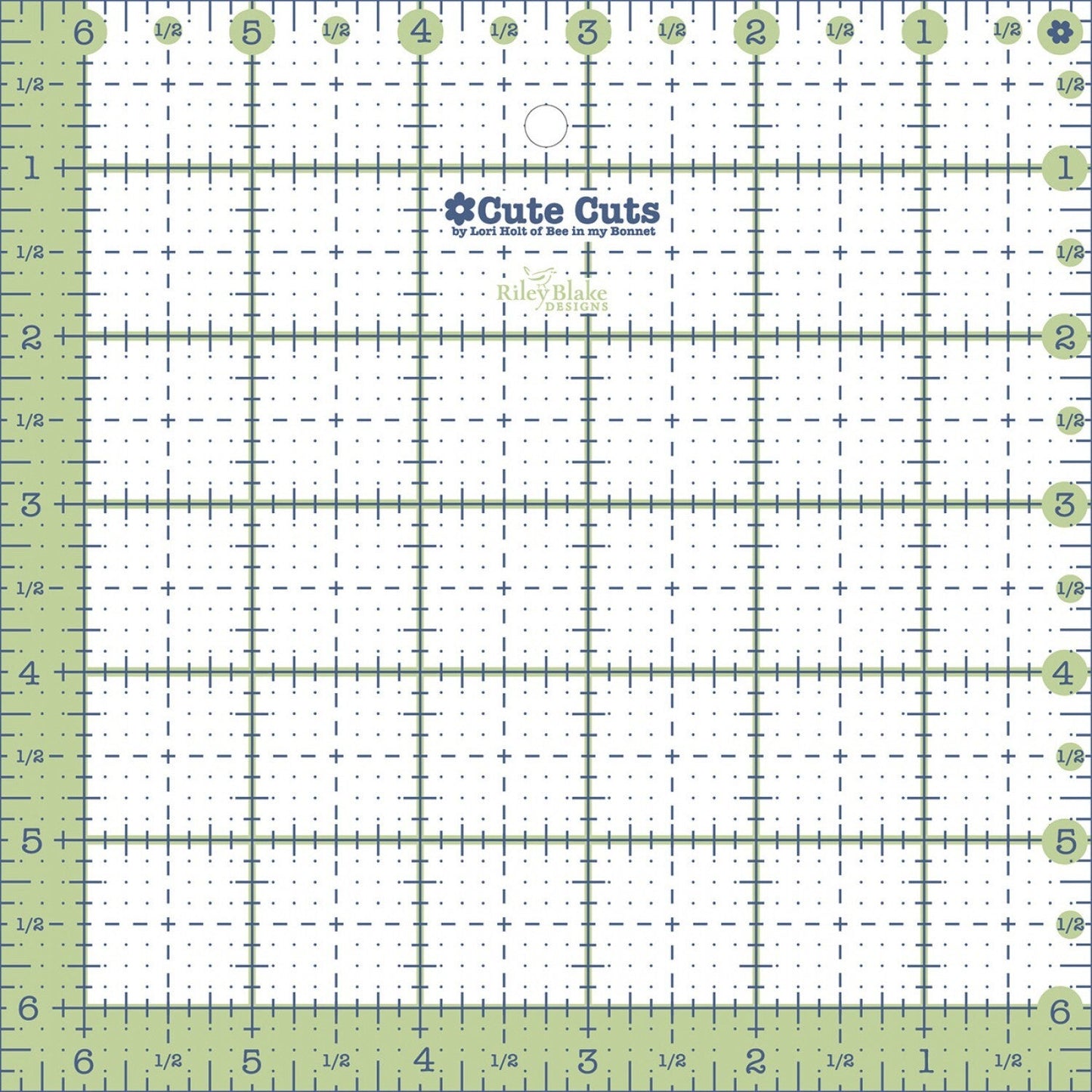 Lori Holt - 89 mm Square Cute Cut Ruler for precise cutting, marking and patchwork