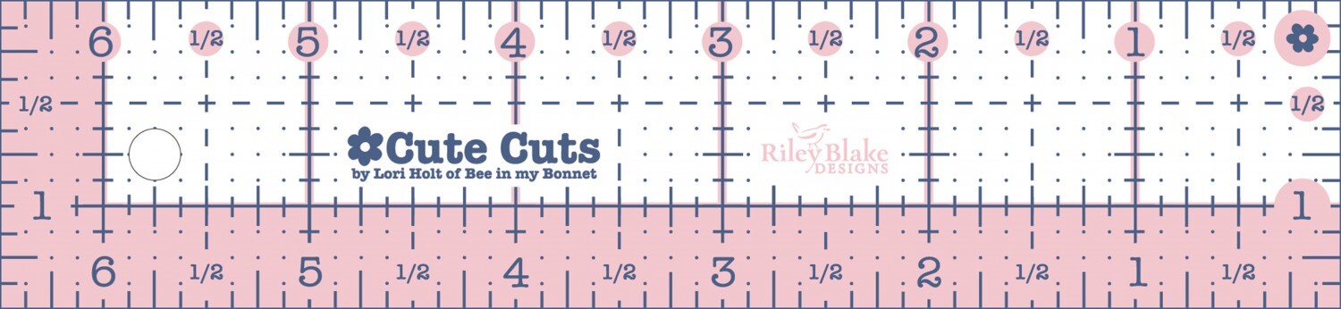 Lori Holt Cute Cut Ruler Rectangle 38 mm x 165 mm for precise cutting, marking and patchwork
