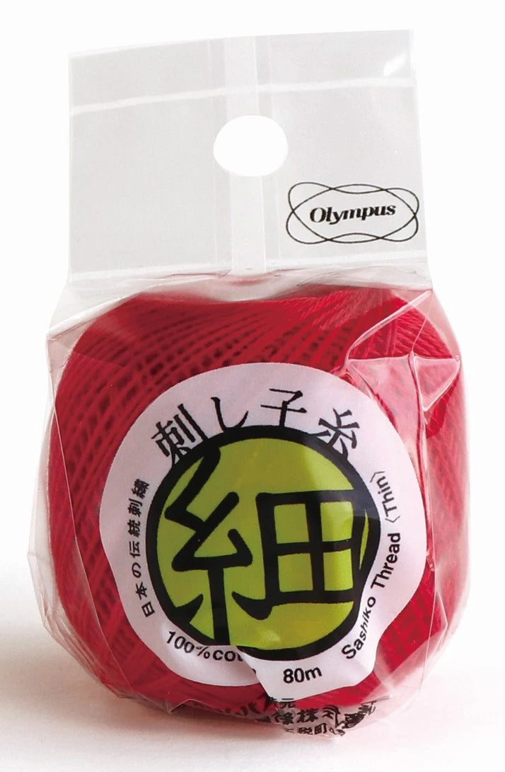 Sashiko Thread Fine Bright Red 80m