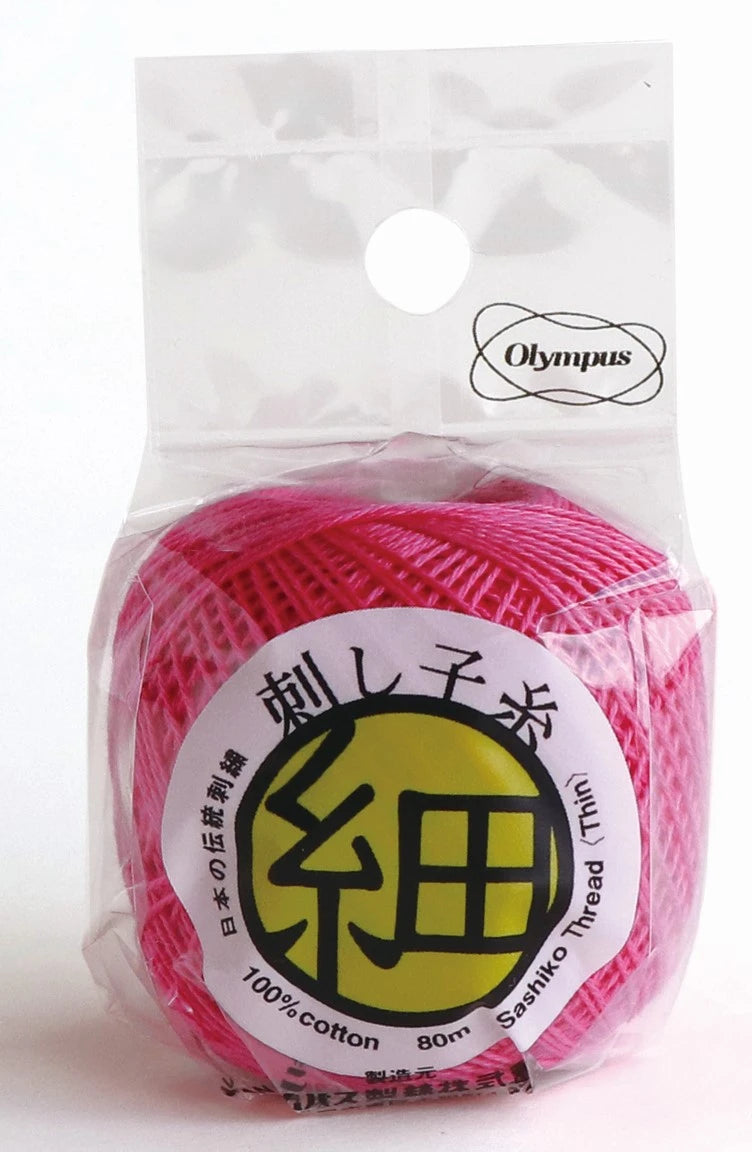 Sashiko Thread Fine Bright Pink 80m