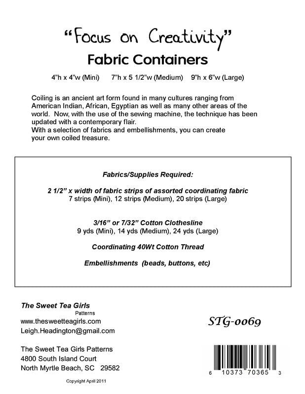 Focus on Creativity Fabric Container Pattern for patchwork, quilting and sewing
