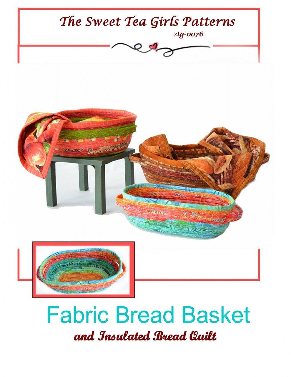 Fabric Bread Basket With Bread Quilt Pattern for patchwork, quilting and sewing