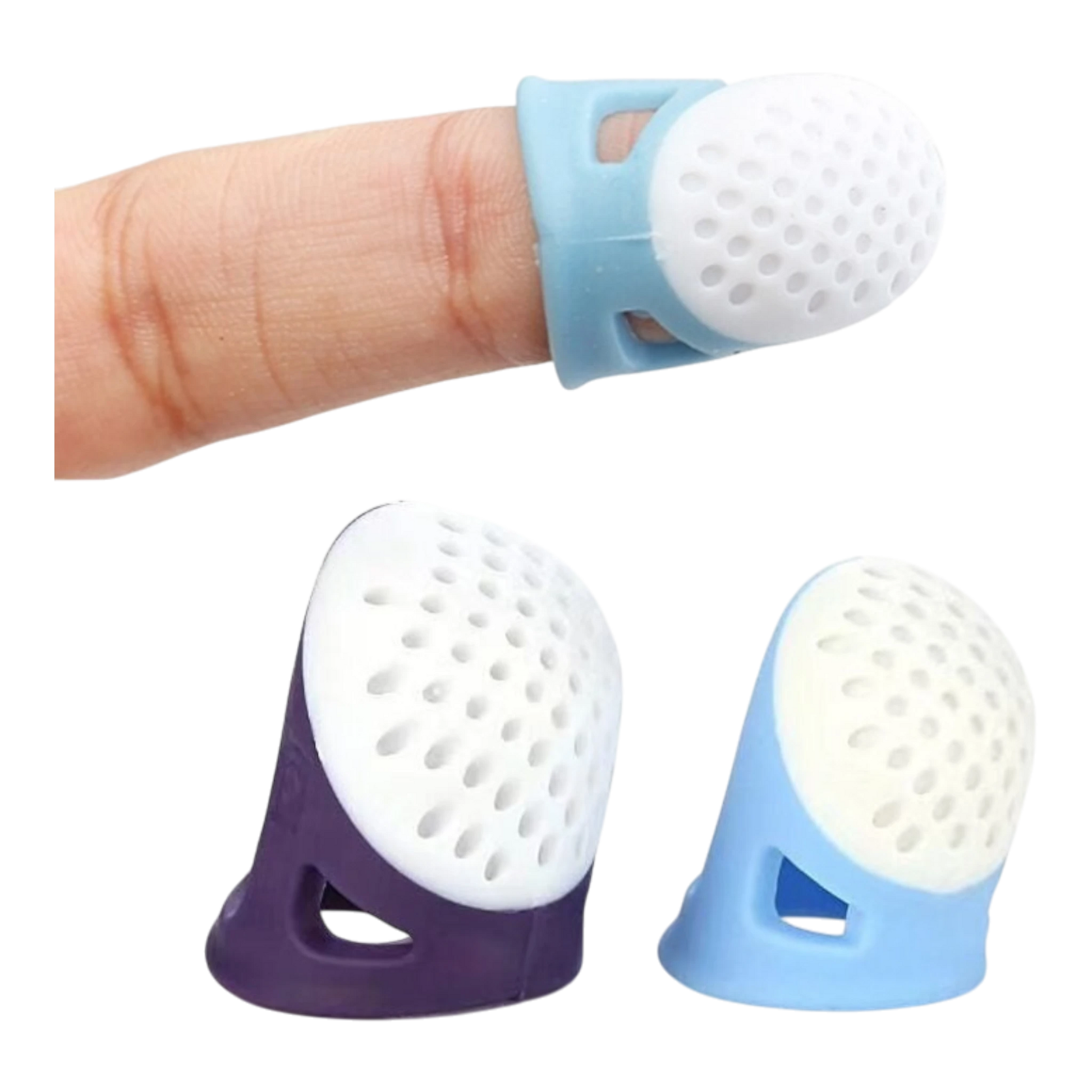 Silicone Thimble Medium / Small Size - Light Blue for hand sewing, quilting and needlework