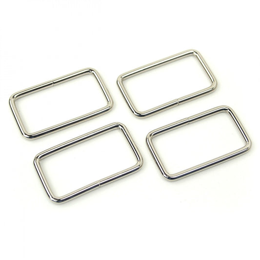 Rectangle Rings Nickel - 38 mm for bag making and sewing projects