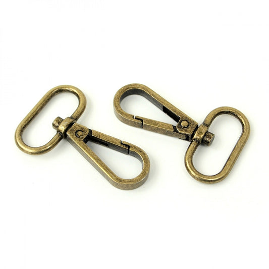 Two Swivel Hooks - 25 mm Antique for bag making and sewing projects