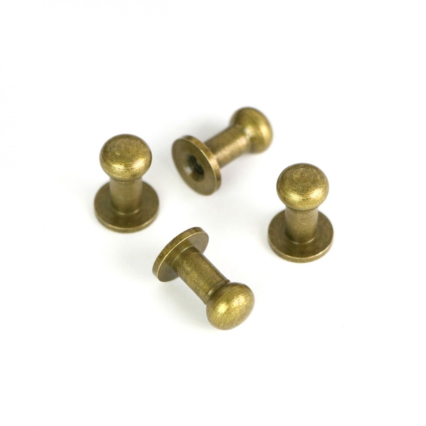 Four Tall Stud Buttons - Antique Gold by Sallie Tomato for garments, sewing and craft projects