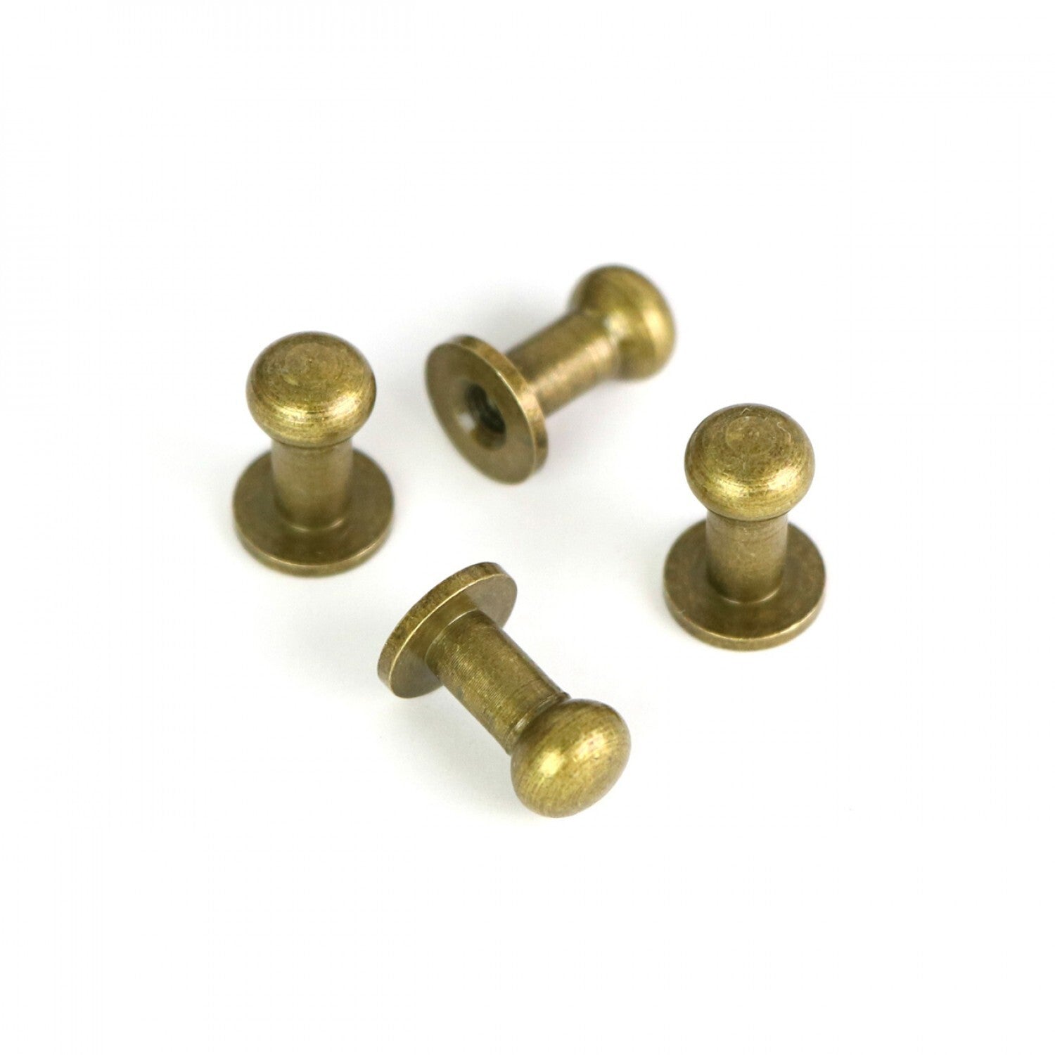 Four Tall Stud Buttons - Antique Gold by Sallie Tomato for garments, sewing and craft projects