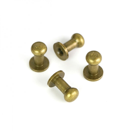 Four Tall Stud Buttons - Antique Gold by Sallie Tomato for garments, sewing and craft projects