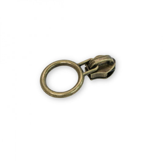 4 Circle Zipper Pulls - Antique for bag making and sewing projects