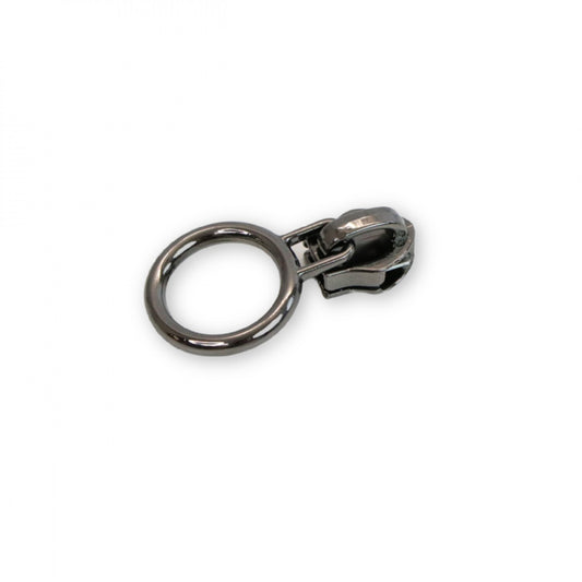 4 Circle Zipper Pulls - Gunmetal for bag making and sewing projects