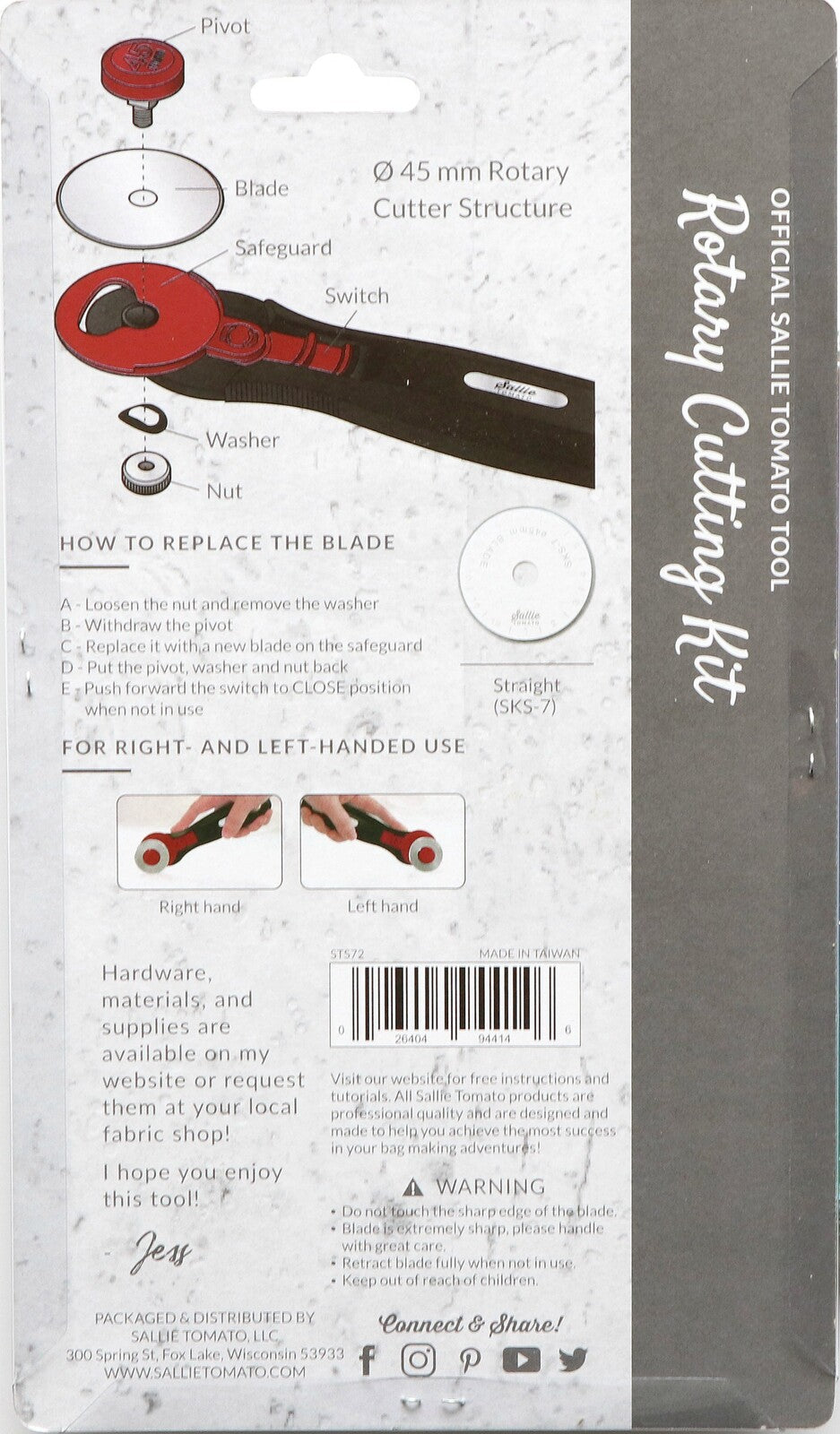 Sallie Tomato Rotary Cutting Kit , quilting and craft projects