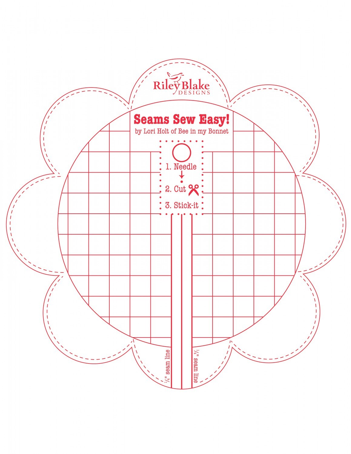 Lori Holt Seam Guide In Colour RED sewing and quilting product