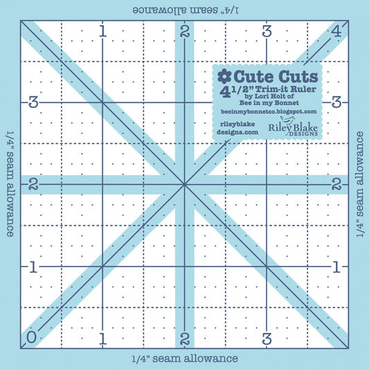 Lori Holt Trim It Ruler Square 114 mm x 114 mm Ruler for precise cutting, marking and patchwork