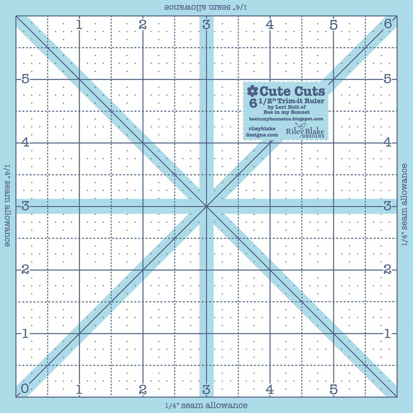 Lori Holt Trim It Ruler Square 165 mm x 165 mm Ruler for precise cutting, marking and patchwork